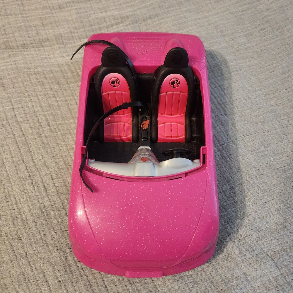 BARBIE Glam Pink Convertible 2 Seater Doll Car Seat Beltk Convertible Toy Car